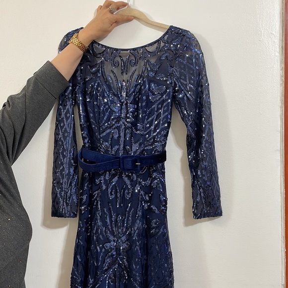 Jovani long sleeve sequin embellished evening gown - Picture 4 of 15